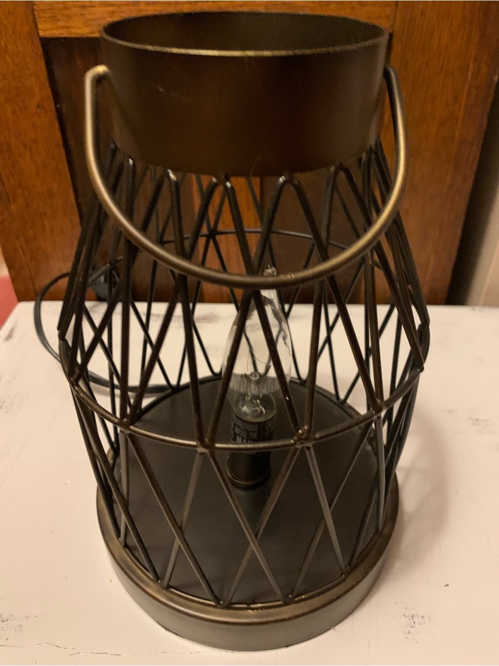 Metal Lantern Table Lamp - Bronze